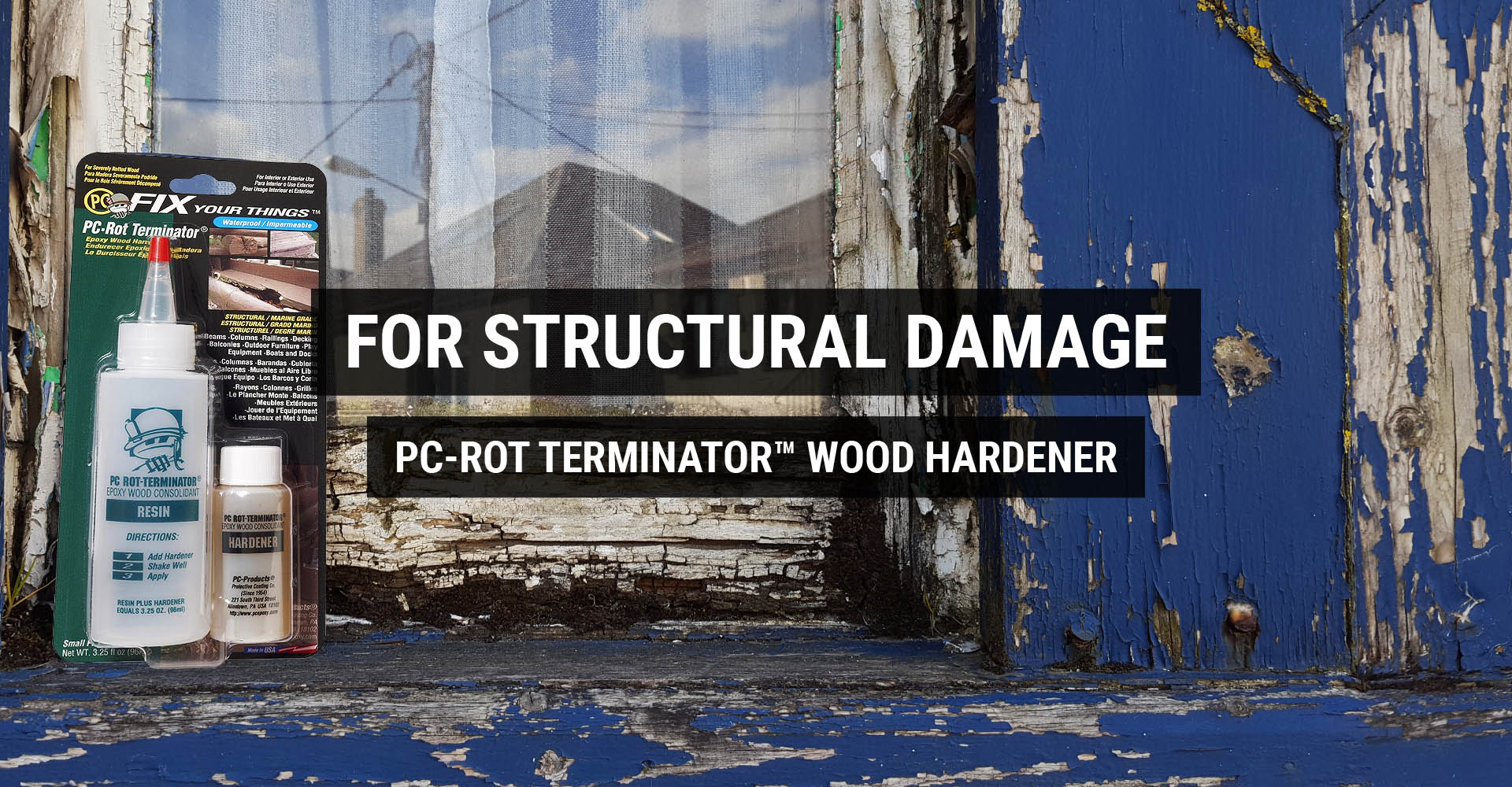 For structural repairs - PC-Rot Terminator epoxy wood hardener